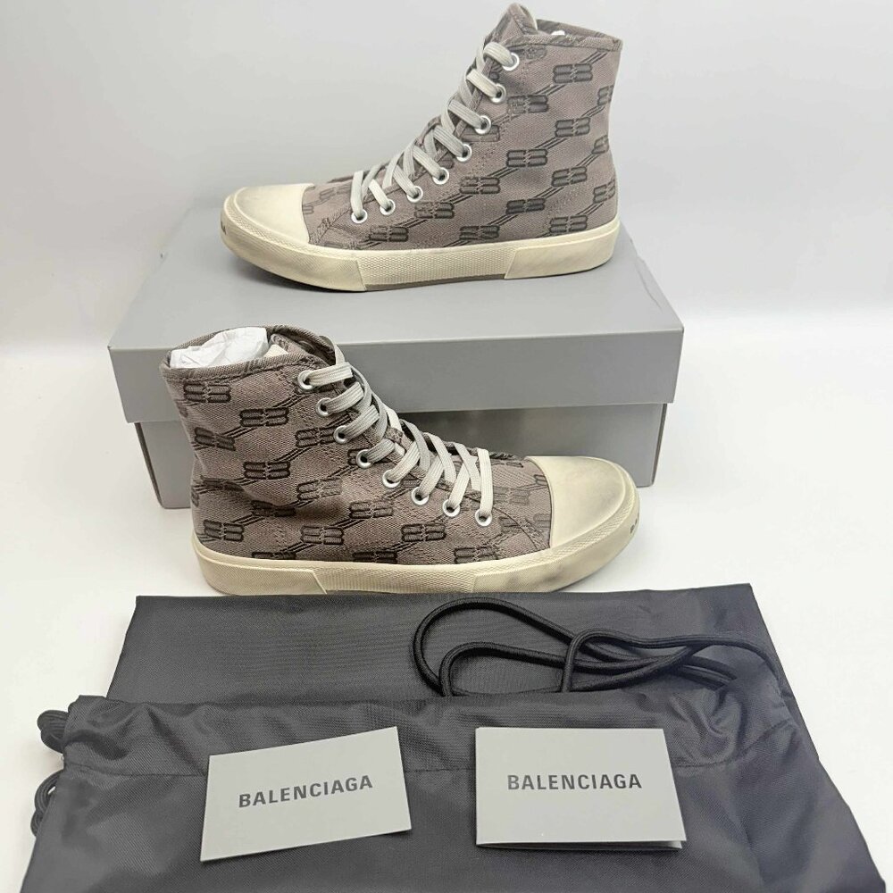 Balenciaga Paris High Top Sneakers Shoes Size 40 7 Men's BB Monogram NEW W/ BOX